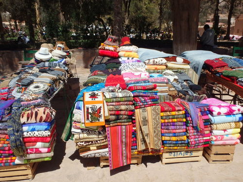 Plenty of native crafts, tourist trinkets, and lama wool clothing.